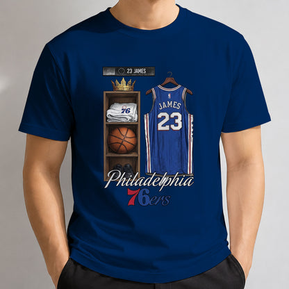 Philadelphia 76ers LeBron James #23 One Side Printed T-shirt V2