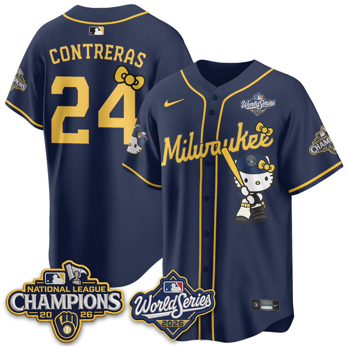 Milwaukee Brewers 2026 NL Champions x Meow KT Vapor Jersey - Stitched