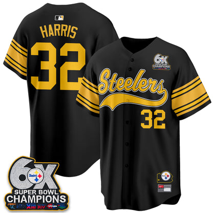 Pittsburgh Steelers 6X Champs Throwback Baseball Vapor Jersey - Stitched