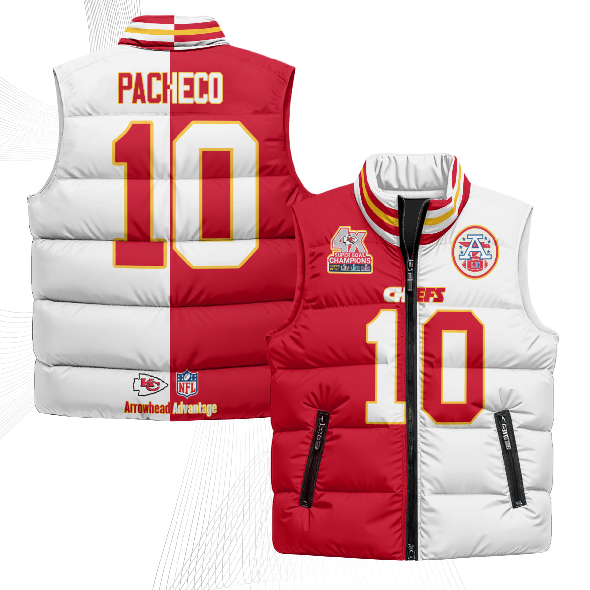 KC 4X Champs Gold Edition Puffer Vest - Printed
