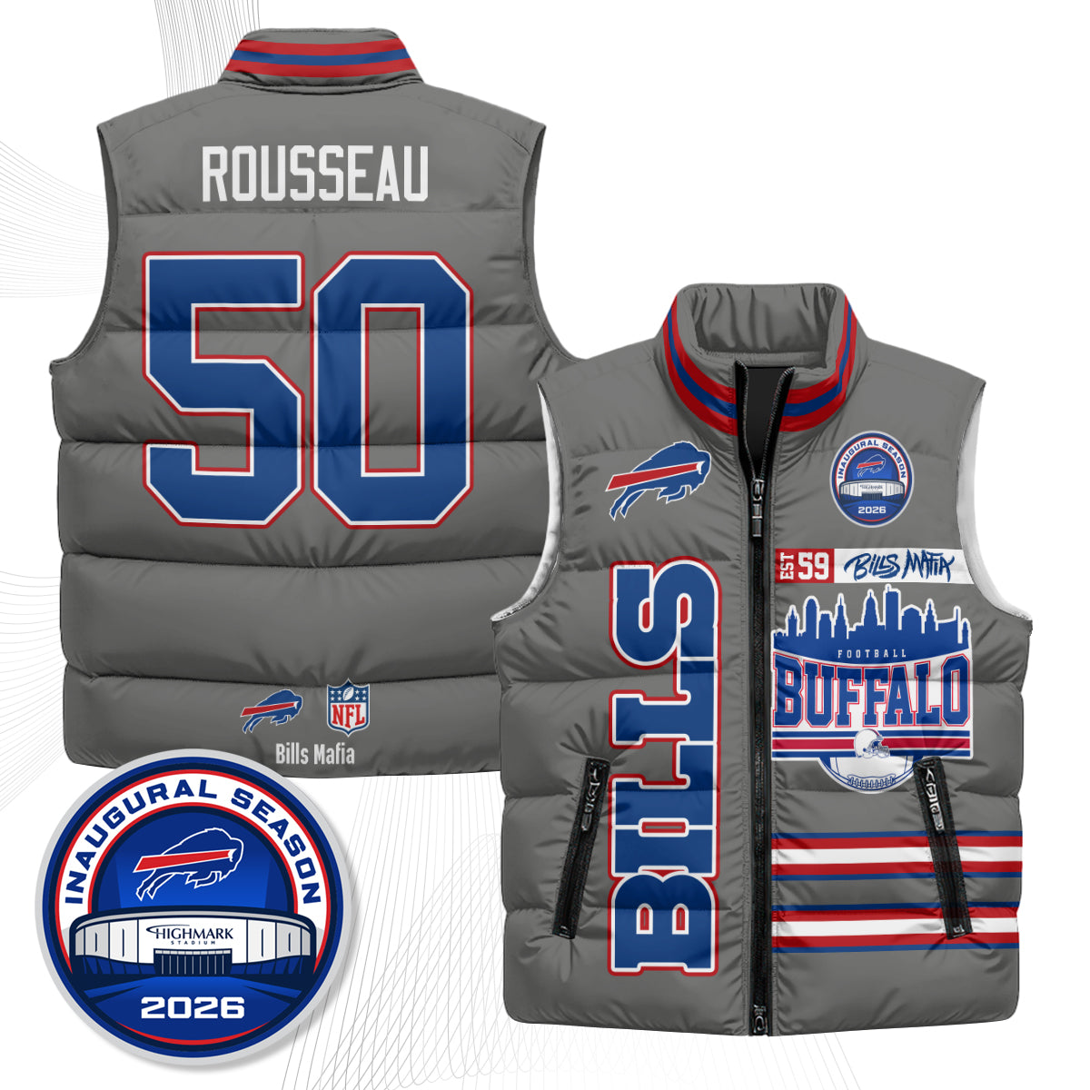 Buffalo Bills "Mafia" Edition Puffer Vest - Printed