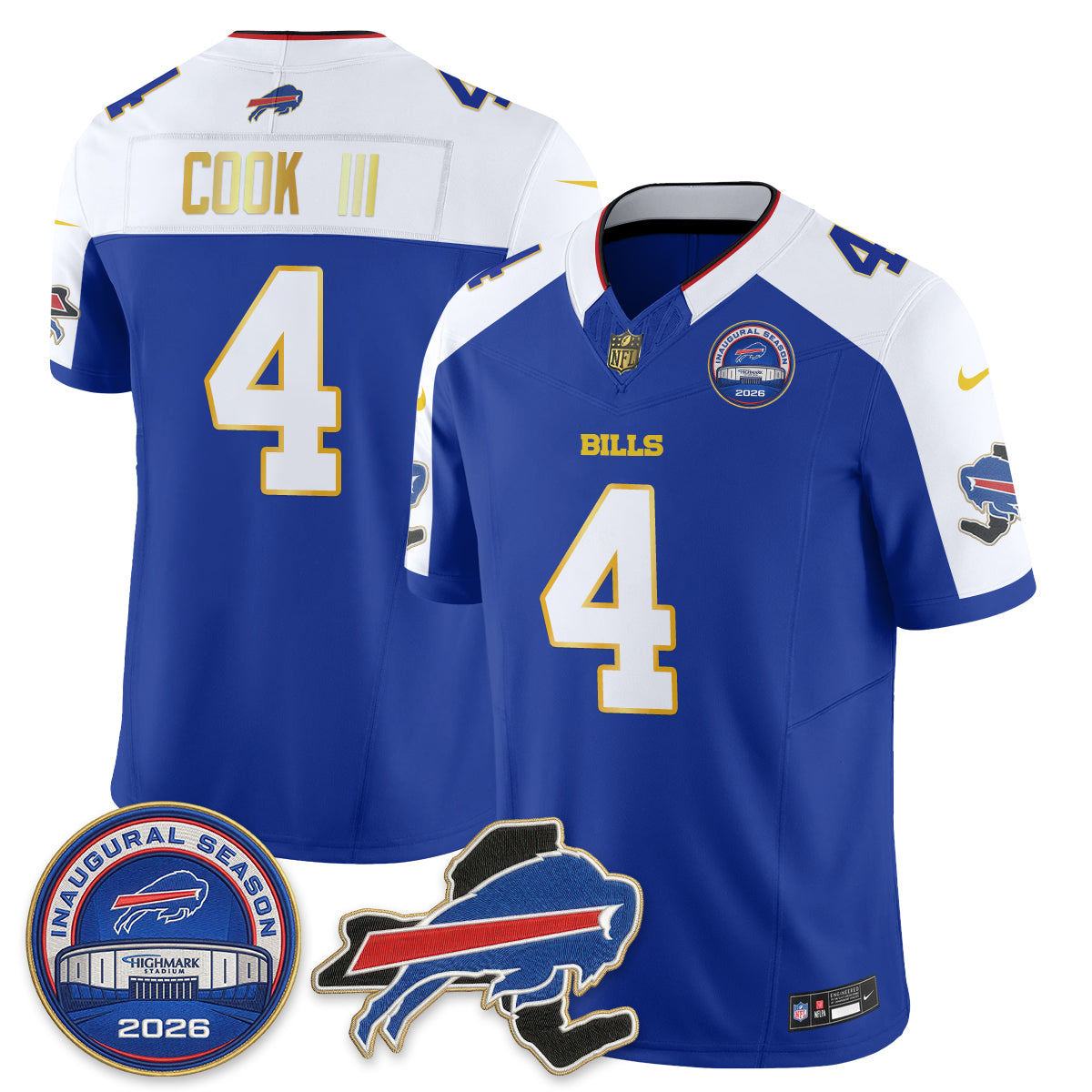 BUF 2026 Royal Gold Trim Edition Vapor Jersey - Stitched
