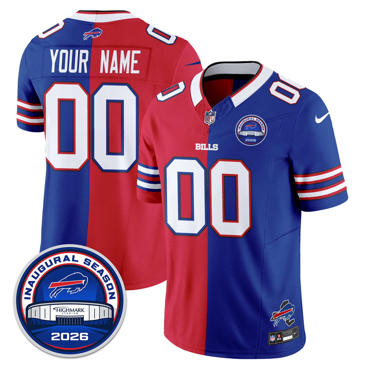 Buffalo Bills 2026 Split Edition Vapor Custom Jersey - Stitched