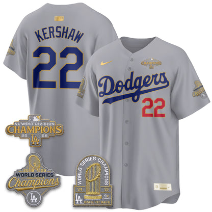 Los Angeles Dodgers 2026 NL West Champs Black Gold Vapor Jersey- Stitched