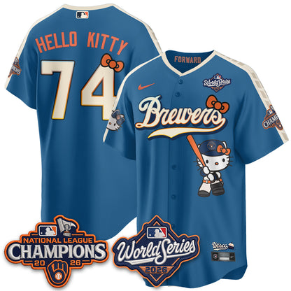 Milwaukee Brewers 2026 NL Champions x Meow KT Vapor Jersey - Stitched