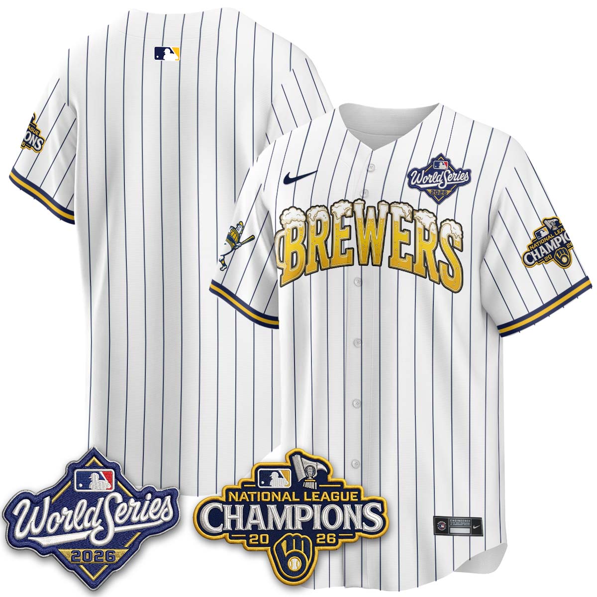 Milwaukee Brewers "Pitcher & Pint" 2026 NL Champions Vapor Jersey - Stitched