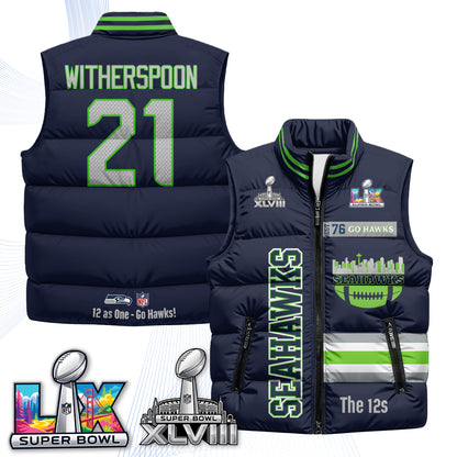 SEA "Go Hawks" Edition Puffer Vest - Printed