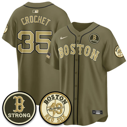 BOS New Era Olive 2026 Armed Forces Day Jersey - All Stitched