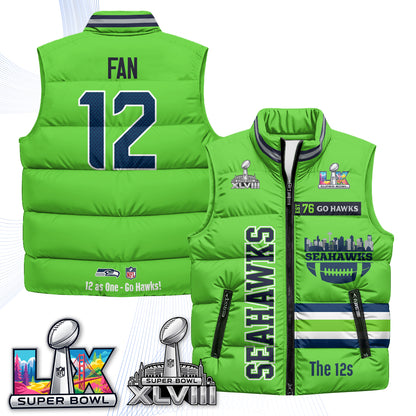 SEA "Go Hawks" Edition Puffer Vest - Printed