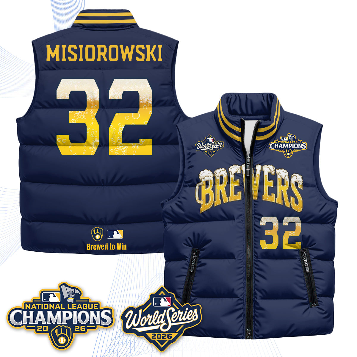 MIL "Pitcher & Pint" 2026 NL Champions Puffer Vest - Printed