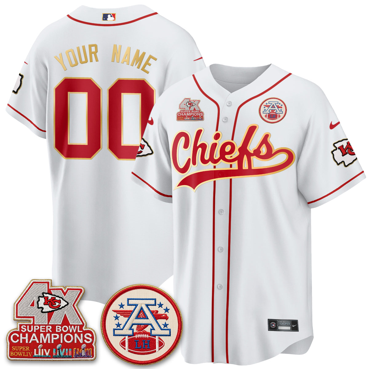 KC 4X Champs Gold Trim Edition Vapor Custom Baseball Jersey - Stitched