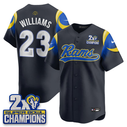 LAR 2X Champs Fearsome White Baseball Vapor Jersey - Stitched
