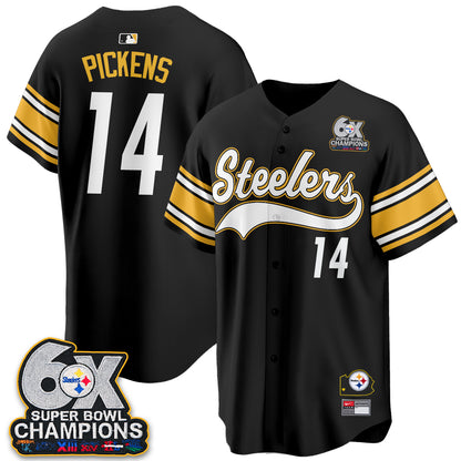 Pittsburgh Steelers 6X Champs Throwback Baseball Vapor Jersey - Stitched