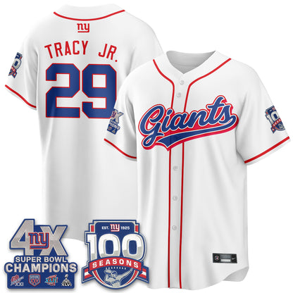 NYG 4X Champs & 100 Anniversary Vapor Baseball Jersey - Stitched
