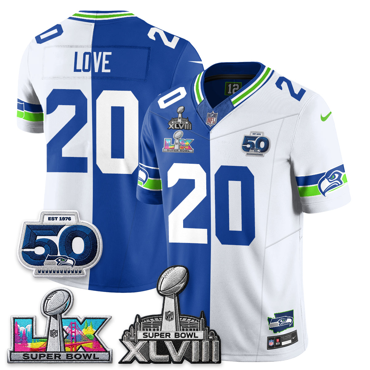 Seattle Seahawks SB LX Champs Split Edition Vapor Jersey - Stitch
