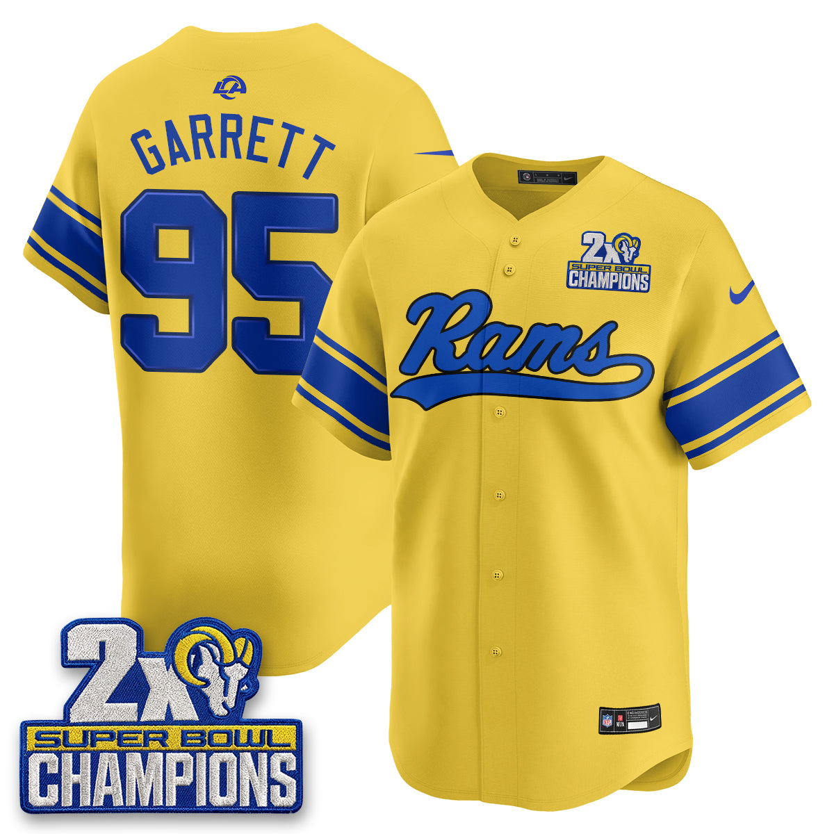 LAR 2X Champs Fearsome White Baseball Vapor Jersey - Stitched