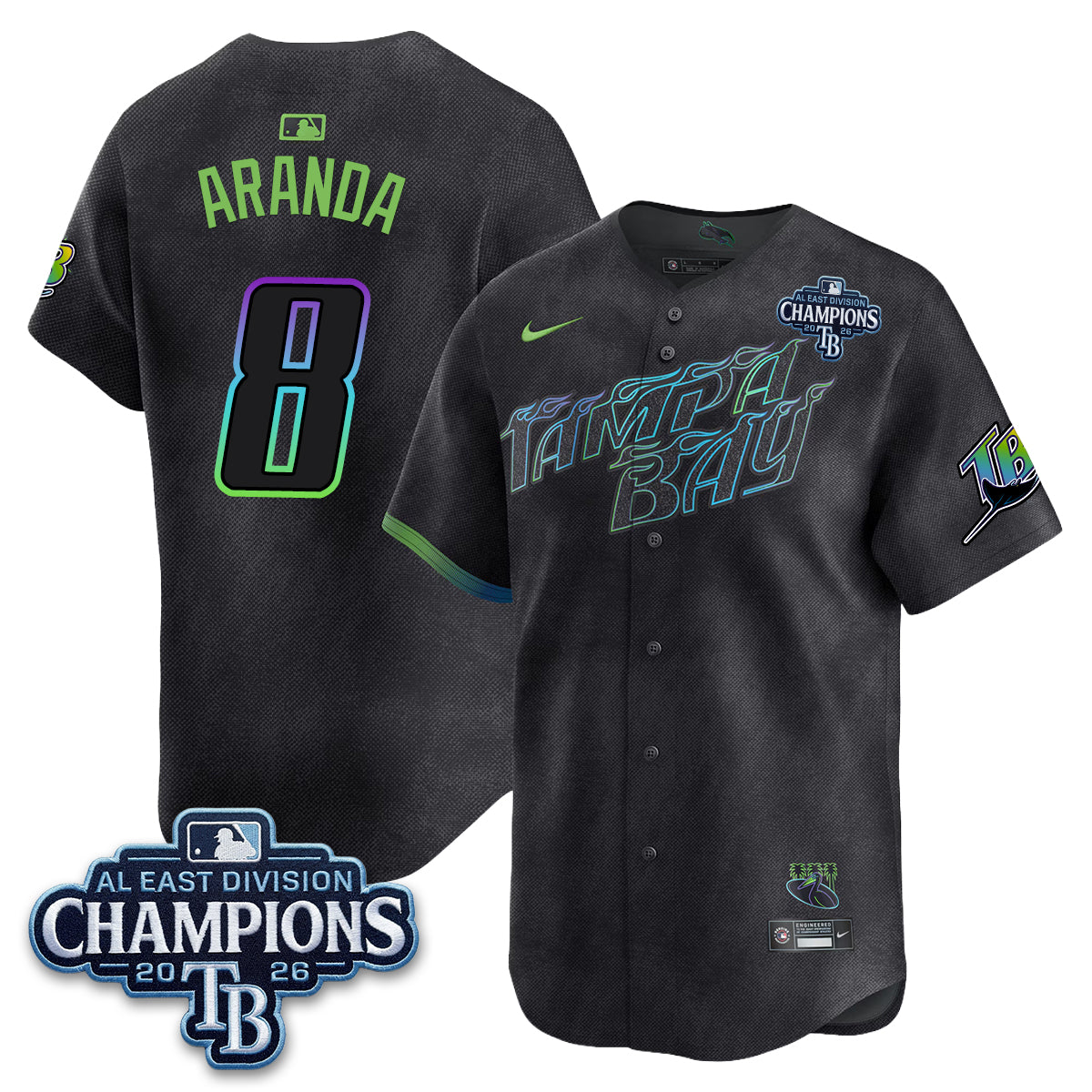 Tampa Bay Rays 2026 AL East Champs Vapor Jersey - Stitched