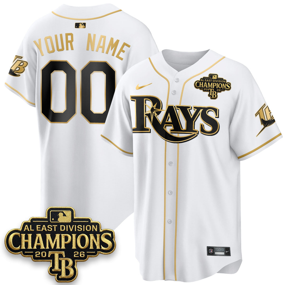 TB 2026 AL East Champs Gold Edition Vapor Custom Jersey - Stitched