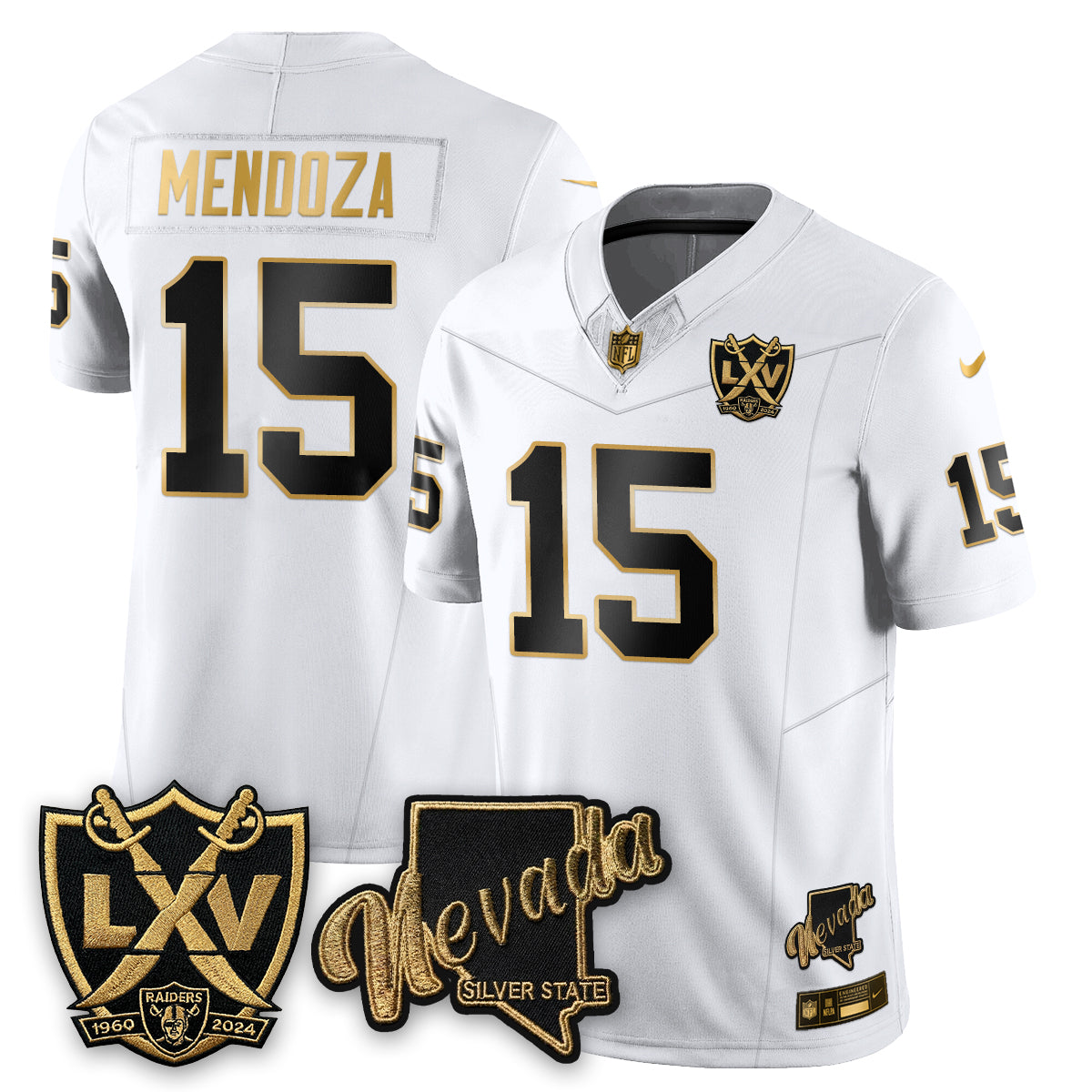 LVR Fernando Mendoza No.1 #15 Black Gold Edition Jersey - All Stitched