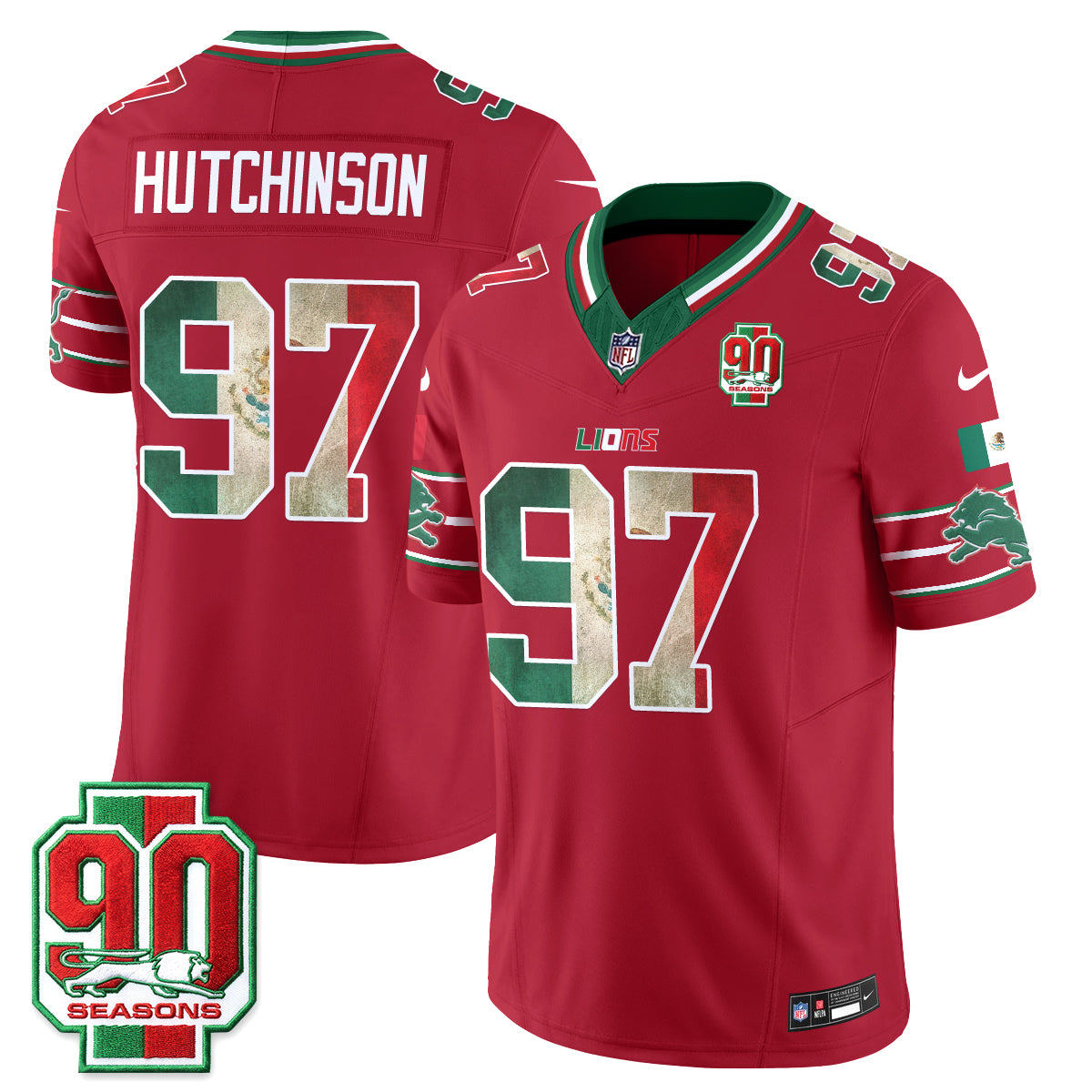 DET Mexico Edition Vapor Jersey - Stitched