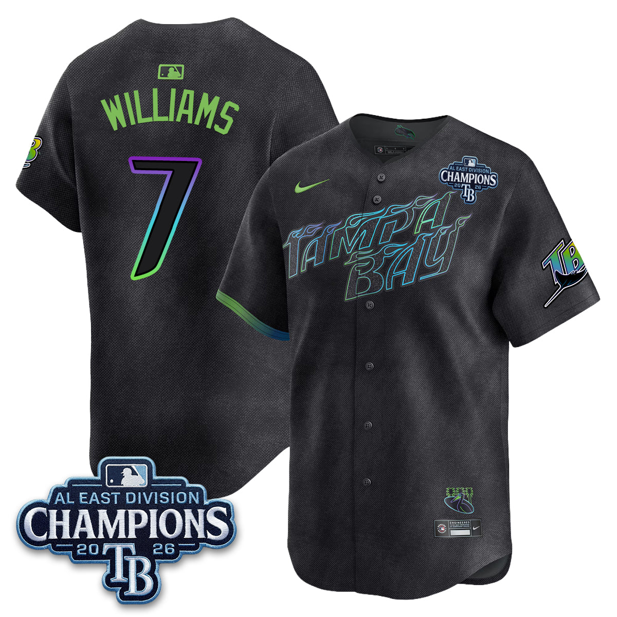 Tampa Bay Rays 2026 AL East Champs Vapor Jersey - Stitched