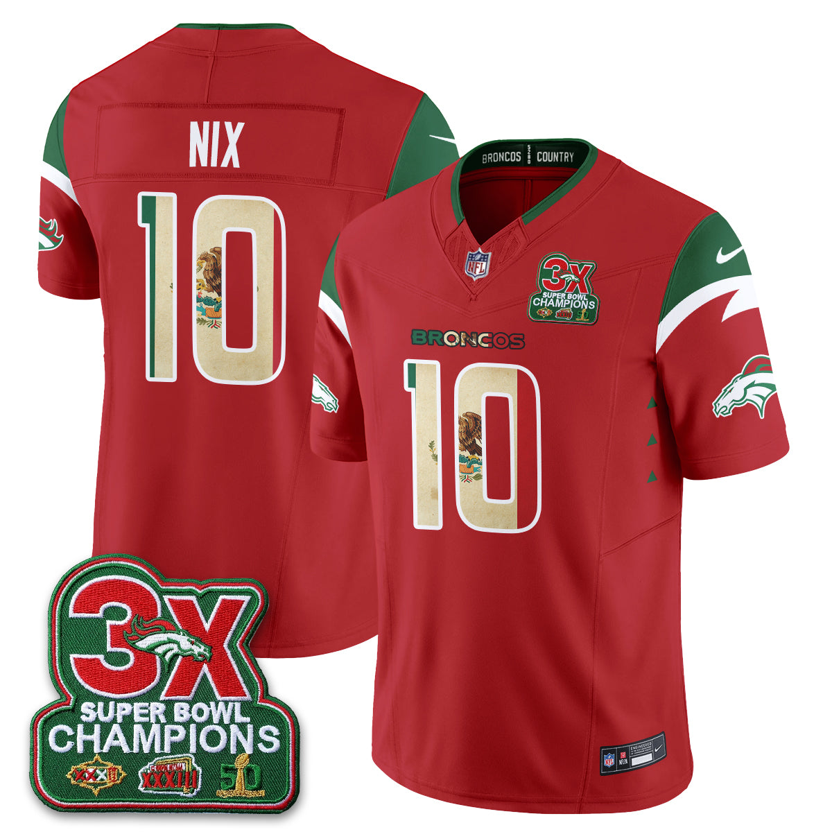 DEN 3X Champs Mexico Edition Vapor Jersey - Stitched