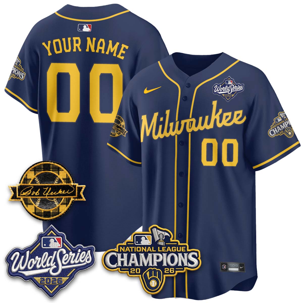 MIL 2026 NL Champions - Bob Uecker Patch Custom Vapor Jersey - Stitched