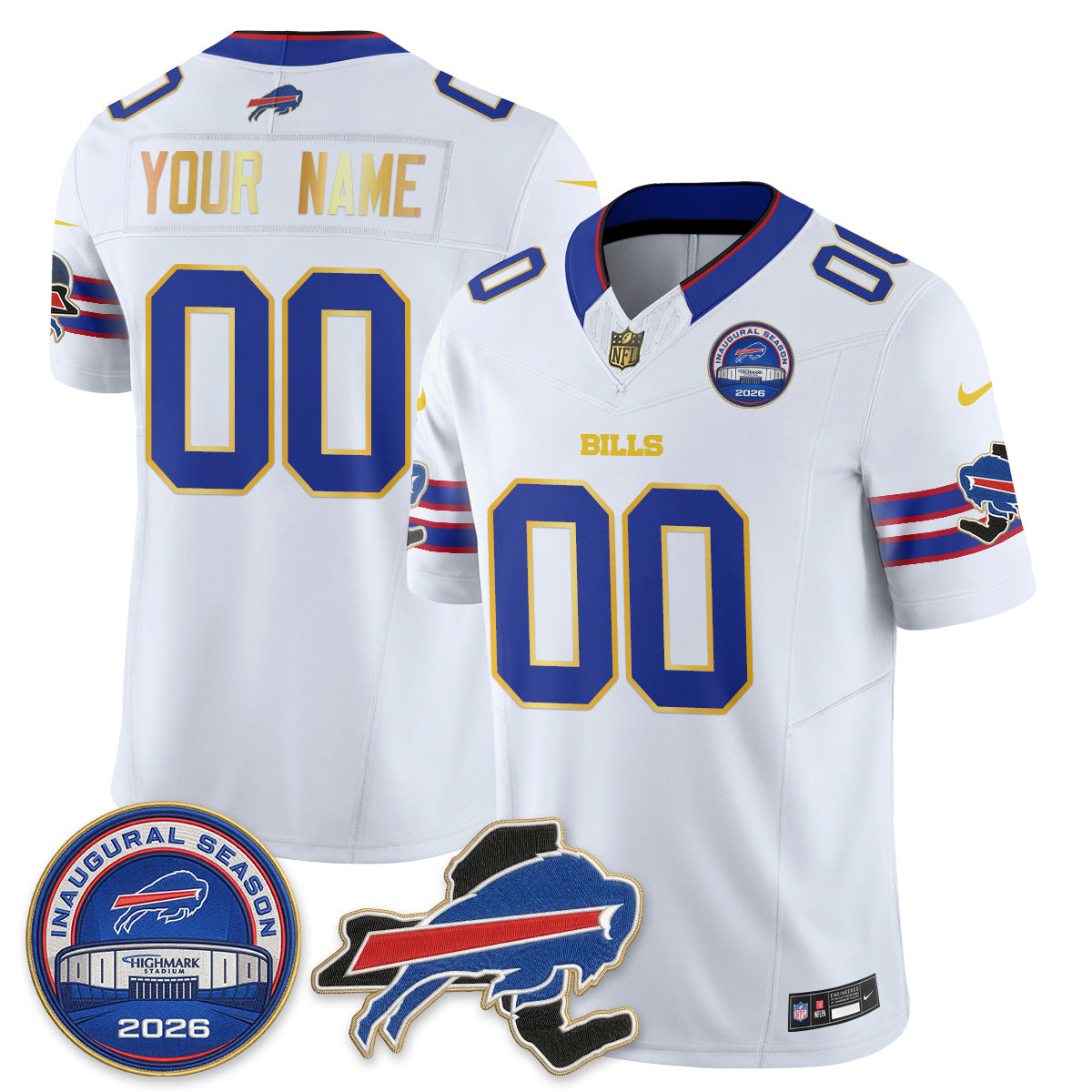 BUF 2026 Gold Trim Edition Vapor Custom Jersey - Stitched