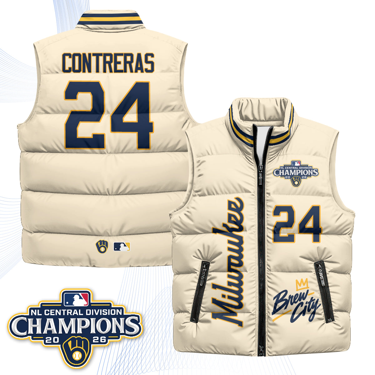 Milwaukee Brewers "Brew City" Puffer Vest V2 - Printed