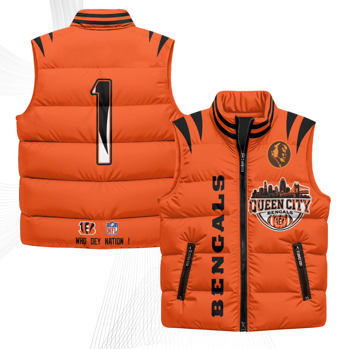 CIN John Madden Patch Puffer Vest - Printed