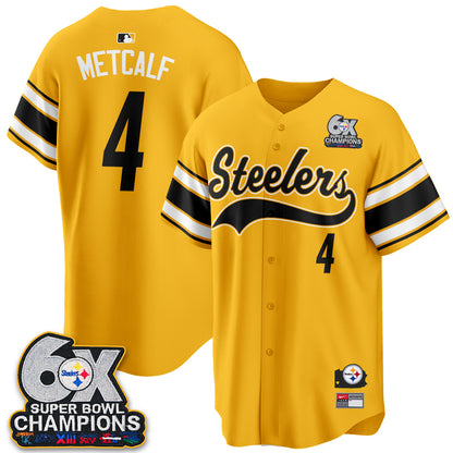 Pittsburgh Steelers 6X Champs Throwback Baseball Vapor Jersey - Stitched