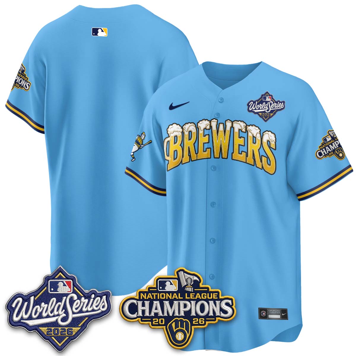 Milwaukee Brewers "Pitcher & Pint" 2026 NL Champions Vapor Jersey - Stitched