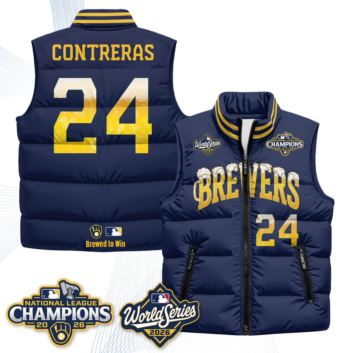 MIL "Pitcher & Pint" 2026 NL Champions Puffer Vest - Printed