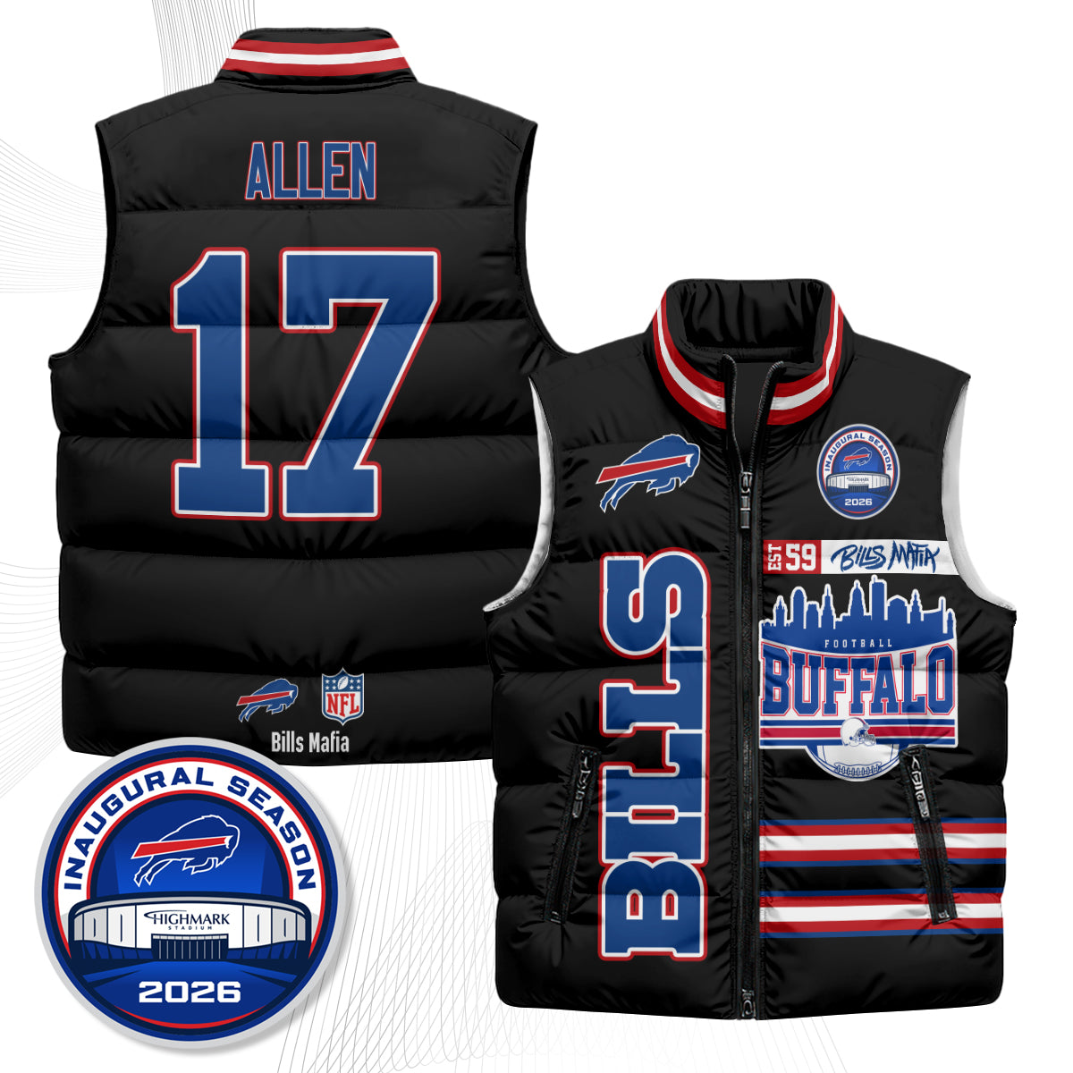 Buffalo Bills "Mafia" Edition Puffer Vest - Printed