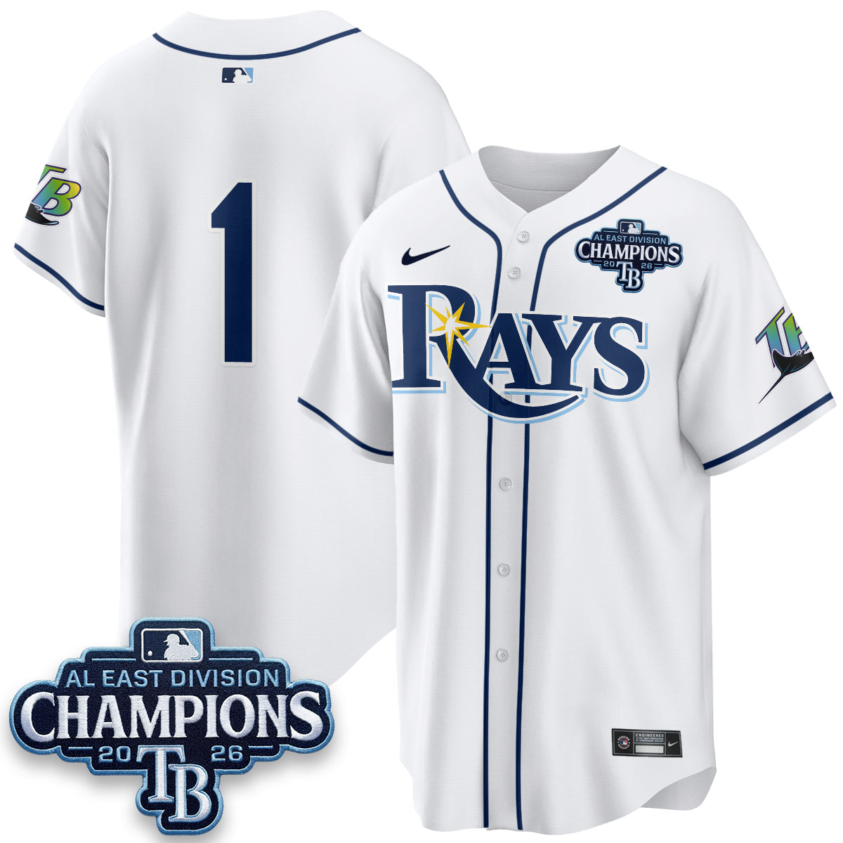 Tampa Bay Rays 2026 AL East Champs Vapor Jersey - Stitched