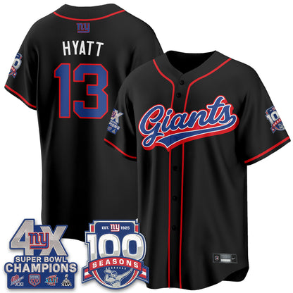 NYG 4X Champs & 100 Anniversary Vapor Baseball Jersey - Stitched