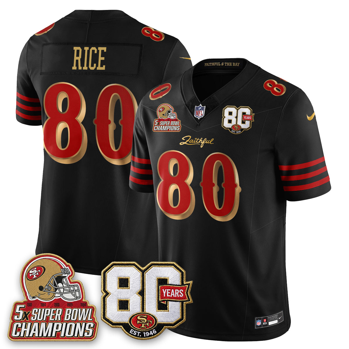 SF 80 Years & 5X Champs Rivalries Vapor Jersey - Stitched
