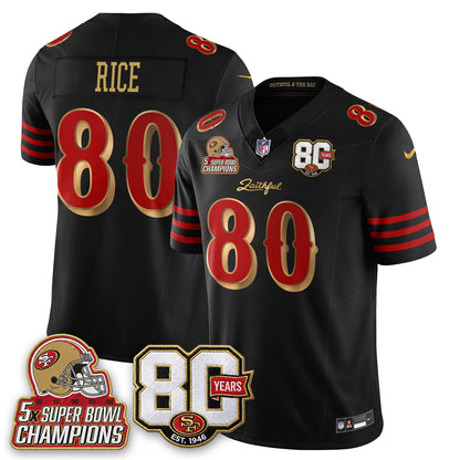 SF 80 Years & 5X Champs Rivalries Vapor Jersey - Stitched