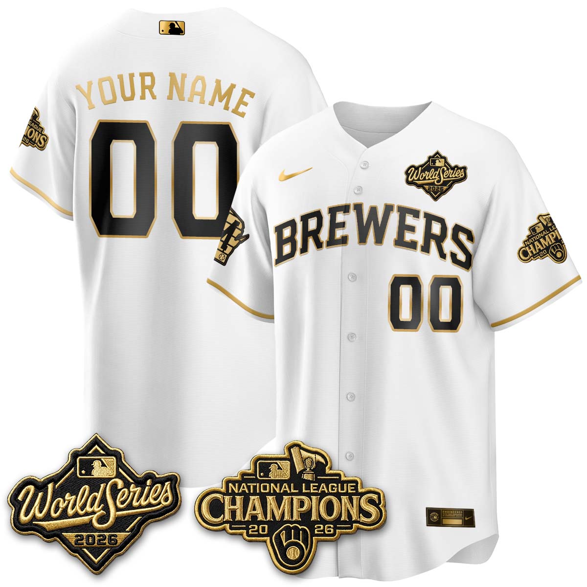 Milwaukee Brewers 2026 NL Champions Custom Vapor Jersey - Stitched
