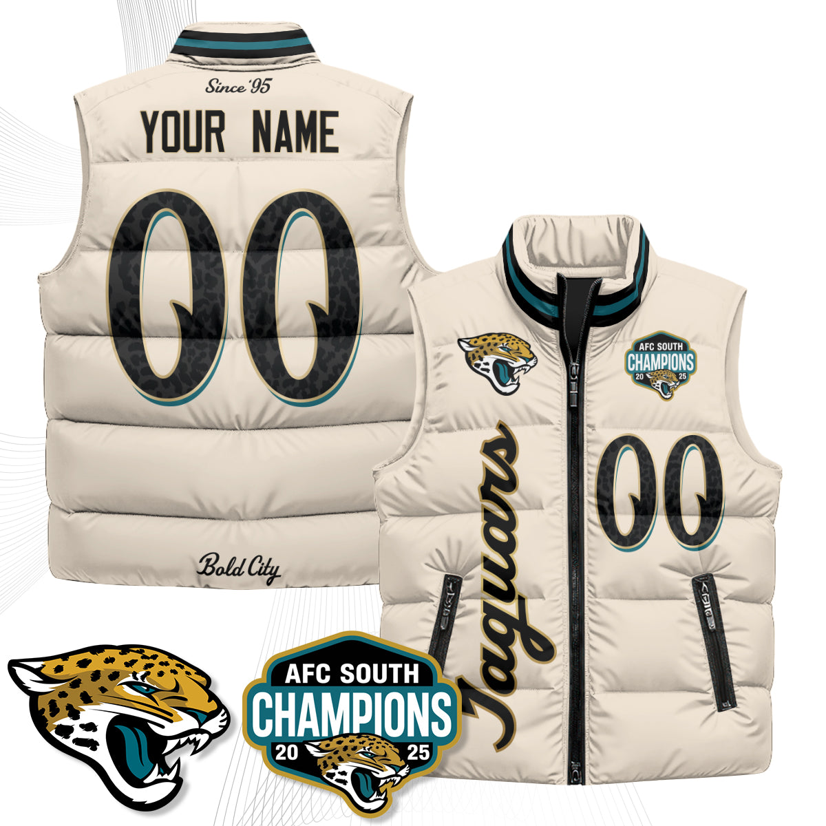 Jacksonville Jaguars 2026 Rivalries Custom Puffer Vest - Printed