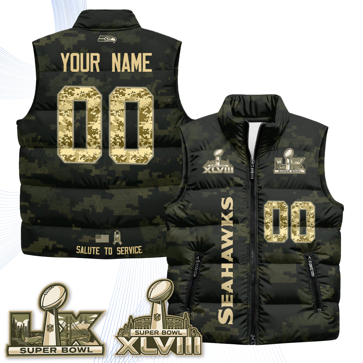 SEA 2026 Salute to Service Custom Puffer Vest - Printed