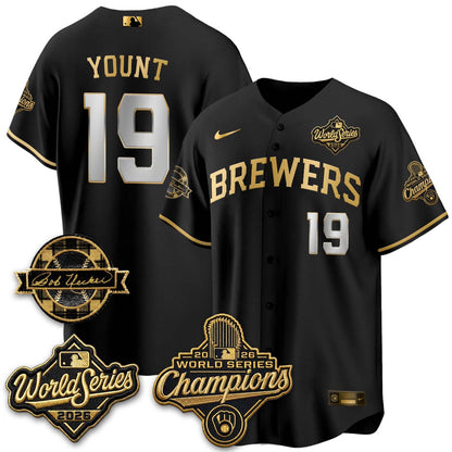 MIL 2026 WS Champions - Bob Uecker Patch Gold Jersey - Stitched (Tiktok)