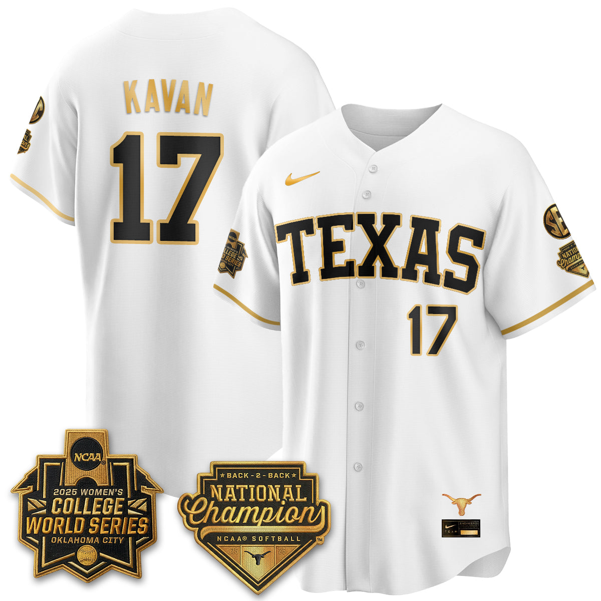 Texas Longhorns Softball 2026 World Series (WCWS) Vapor Premier Limited Jersey - B2B Champs - All Stitched