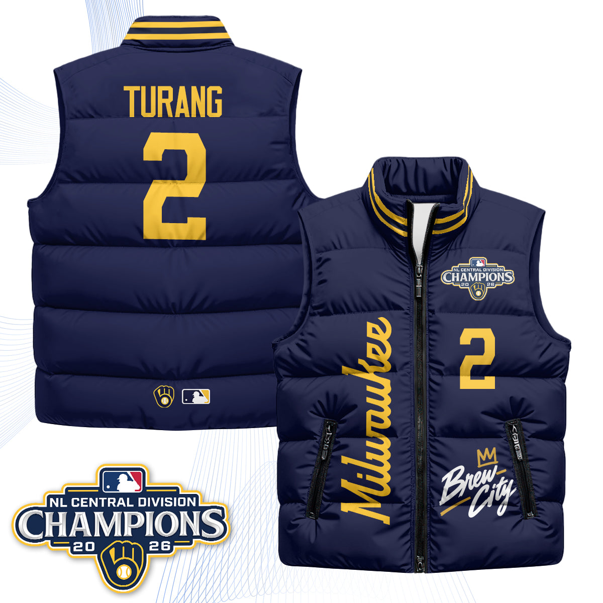 Milwaukee Brewers "Brew City" Puffer Vest V2 - Printed
