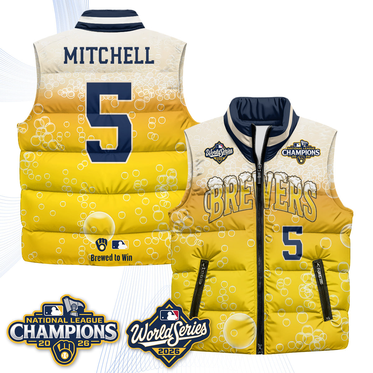MIL "Pitcher & Pint" 2026 NL Champions Puffer Vest - Printed