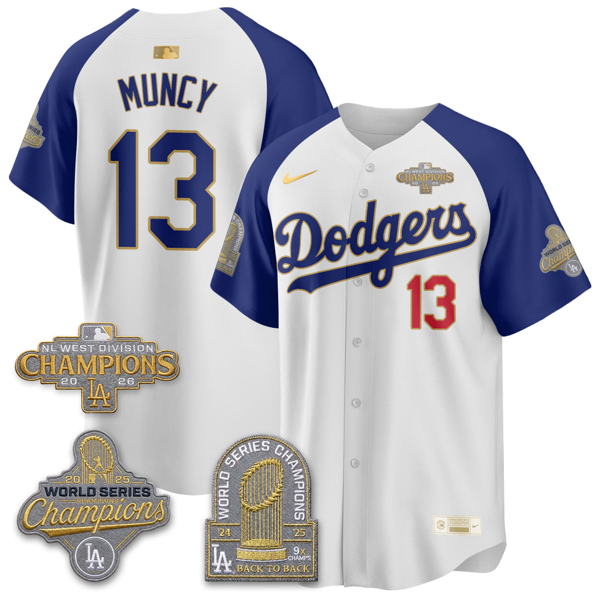 Los Angeles Dodgers 2026 NL West Champs Black Gold Vapor Jersey- Stitched