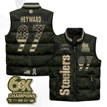Pittsburgh Steelers 2026 Salute to Service Puffer Vest - Printed