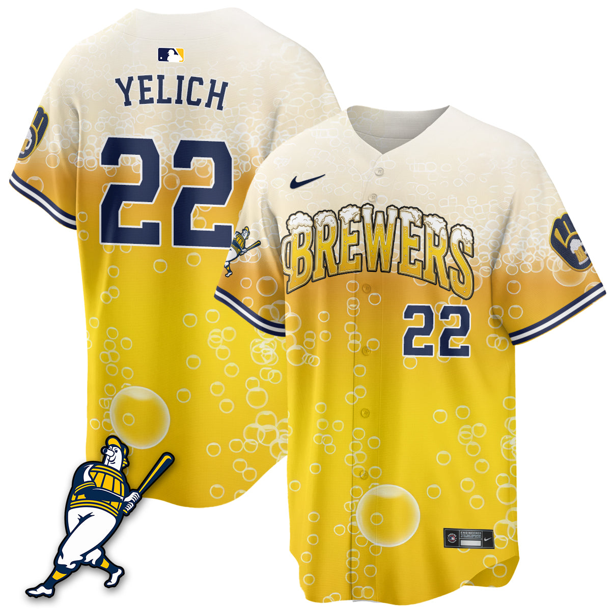 Milwaukee Brewers "Pitcher & Pint" Edition Vapor Limited Jersey - Stitched