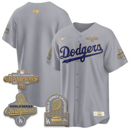 Los Angeles Dodgers 2026 NL West Champs Black Gold Vapor Jersey- Stitched