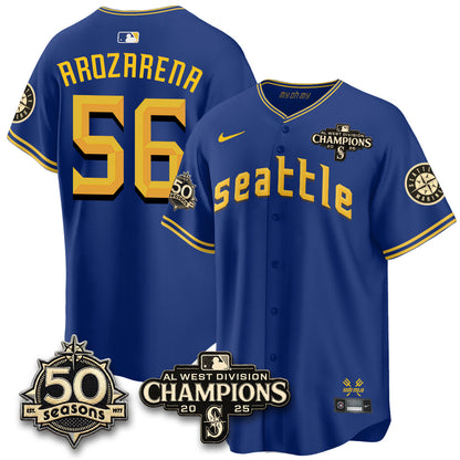 SEA Limited Throwback Cream Jersey - 50th Anniversary & AL West Division Champions - All Stitched